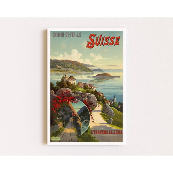 Travel Poster, Lake Print, Ad Poster, Swiss Poster , Poster Print Only
