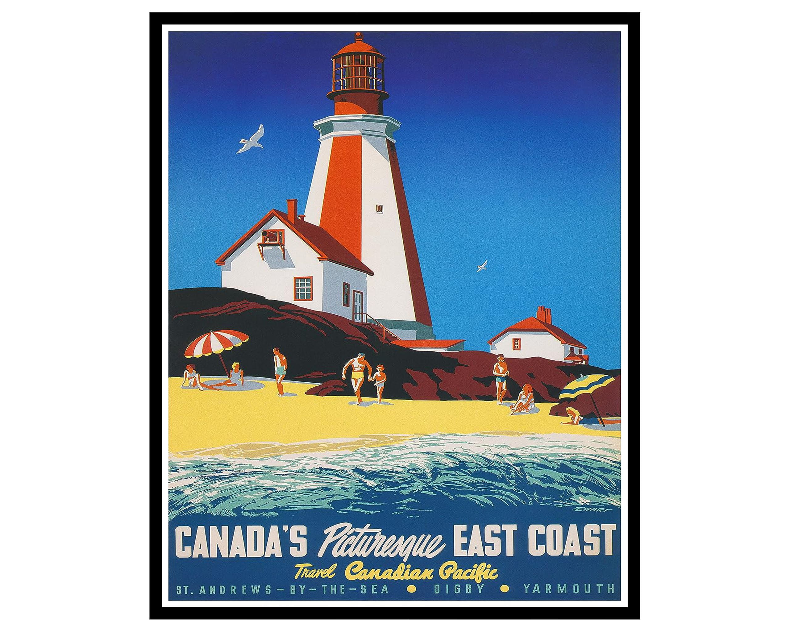 Travel Poster Vintage Canada Wall Art Beach Design 8x10 Unframed