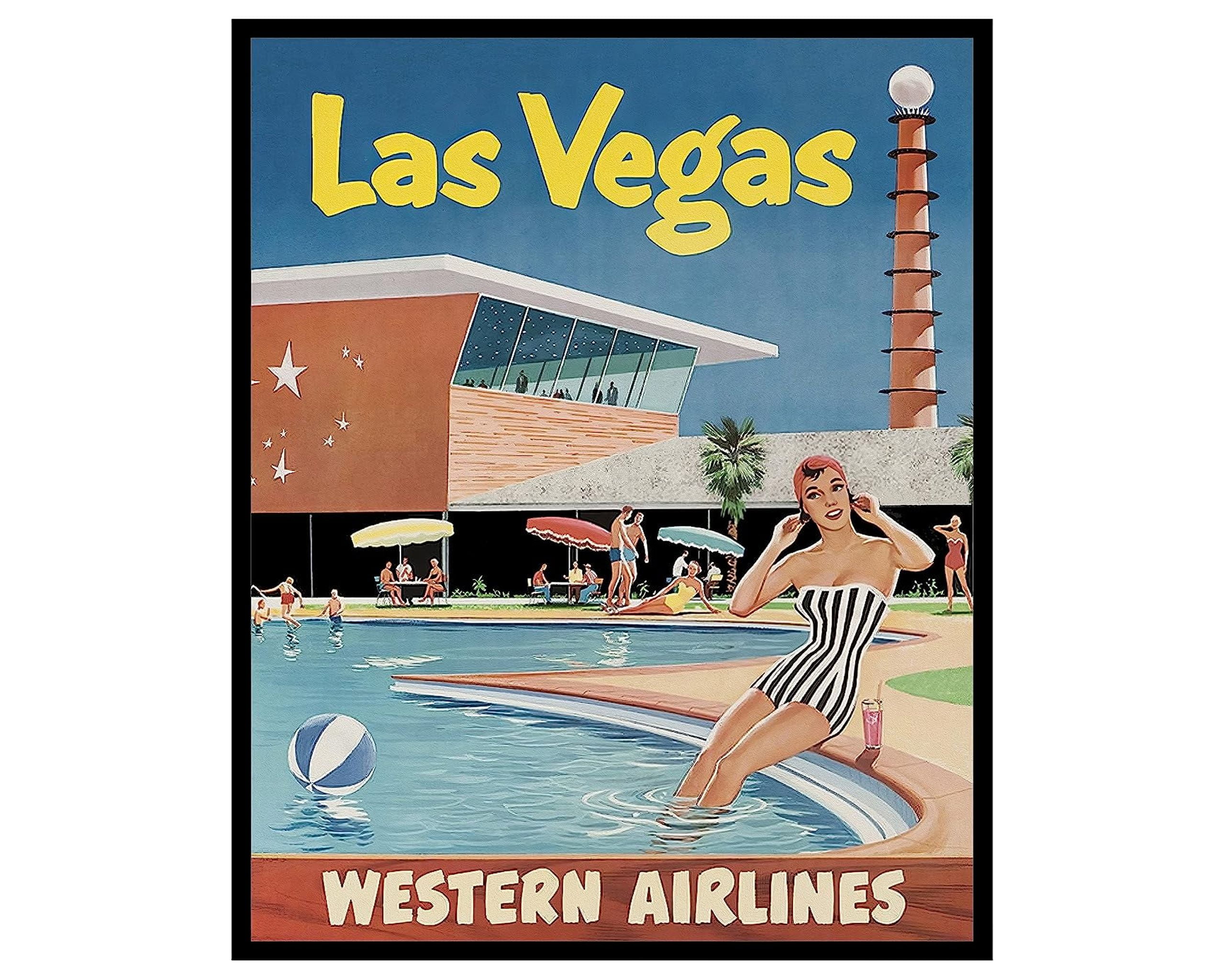 Travel Poster Vintage Las Vegas Wall Art Las Vegas Pool Colorful