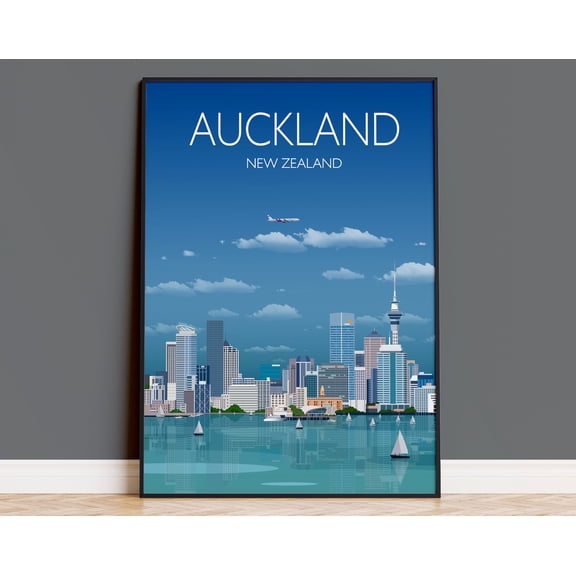 Travel Poster of Auckland, Travel Print of Auckland, New Zealand, Travel Poster, Auckland Print, 8x12 UNFRAMED