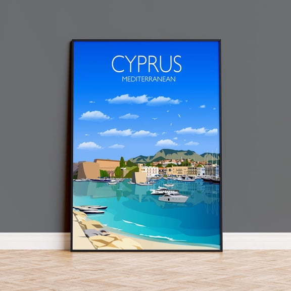 Travel Poster of Cyprus Travel Print of Cyprus Mediterranean Sea Travel Poster Cyprus Print
