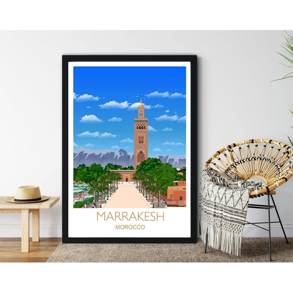 Travel Poster of Marrakesh, Travel Print of Marrakesh, Marrakesh, Morocco, Morocco Travel Poster, Marrakesh Cityscape, 12x18 UNFRAMED
