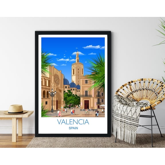 Travel Poster of Valencia, Travel Print of Valencia, Valencia, Spain, Spain Travel Poster, Valencia Cityscape, Valencia Gift, 8x12 UNFRAMED