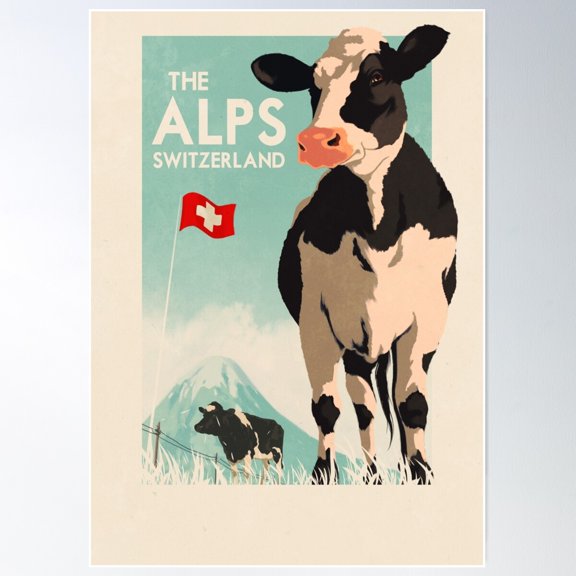 Travel Posters - Switzerland Poster Wall Art, Modern Wall Decor For Living Room Bedroom, 8x12 UNFRAMED
