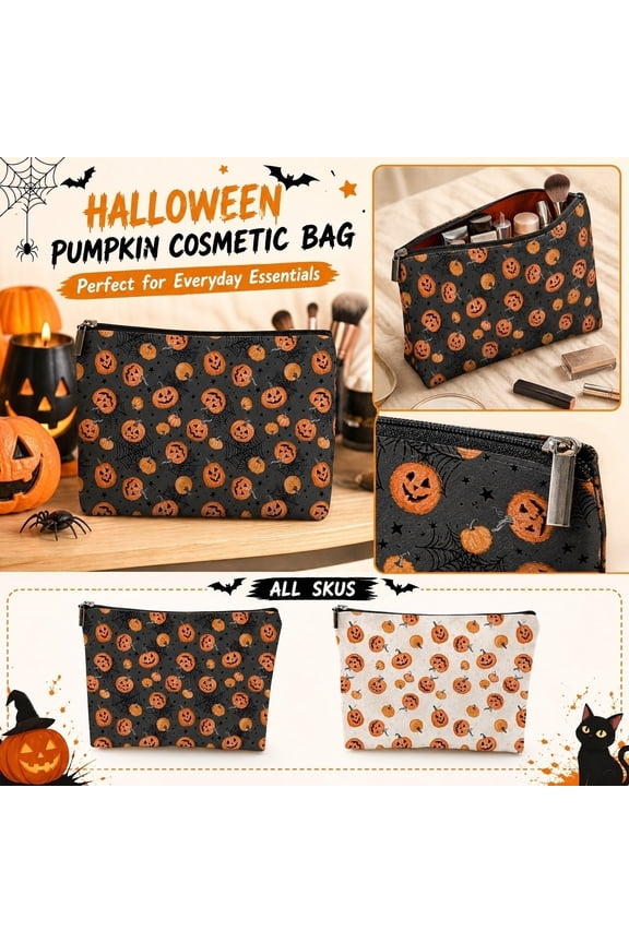 Travel Pouch, Halloween Canvas Treat Bag, Canvas Pencil Pouch, Travel Makeup Bag, 10X7 Inch Multipurpose Zipper Organizer Pouch That Holds Cosmetics, Art Supplies, Trick Or Treat