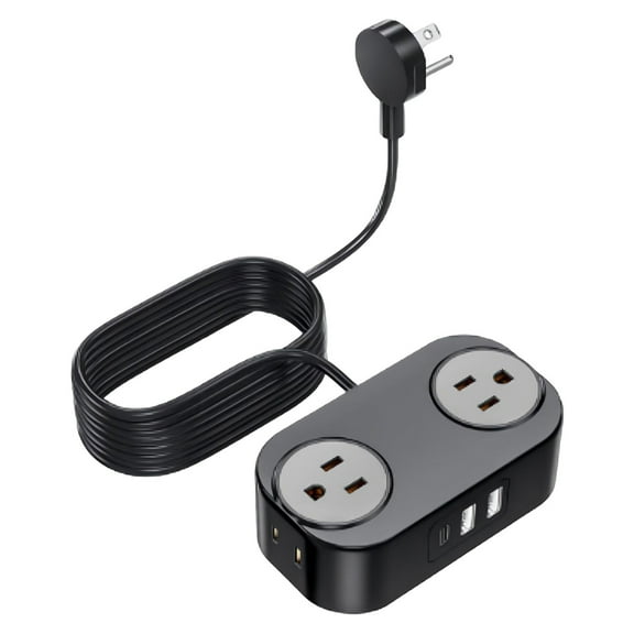 Travel Power Strip 4 Outlets 3 USB Ports | Compact 4FT Wrapped Cord | Surge Protection | Multi-Device Fast Charging | Portable Extension for Laptop Phone Tablet | Travel Friendly Design