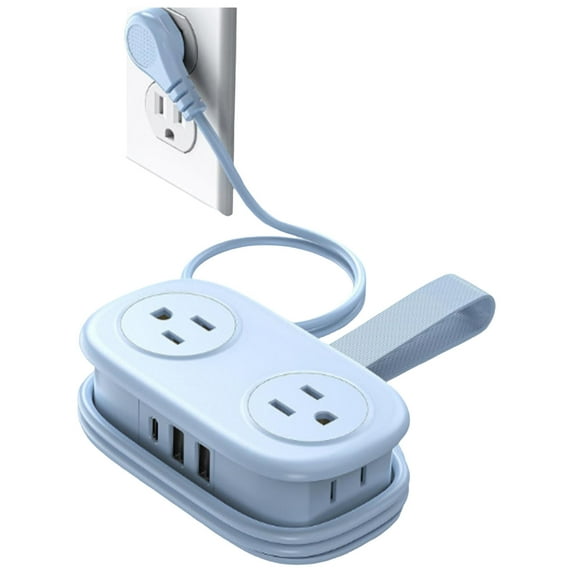 Travel Power Strip,4 Outlets 3 USB Ports with Wrapped Short Extension Cord, Compact Power Strip for Hotel Travel Essentials Cruise