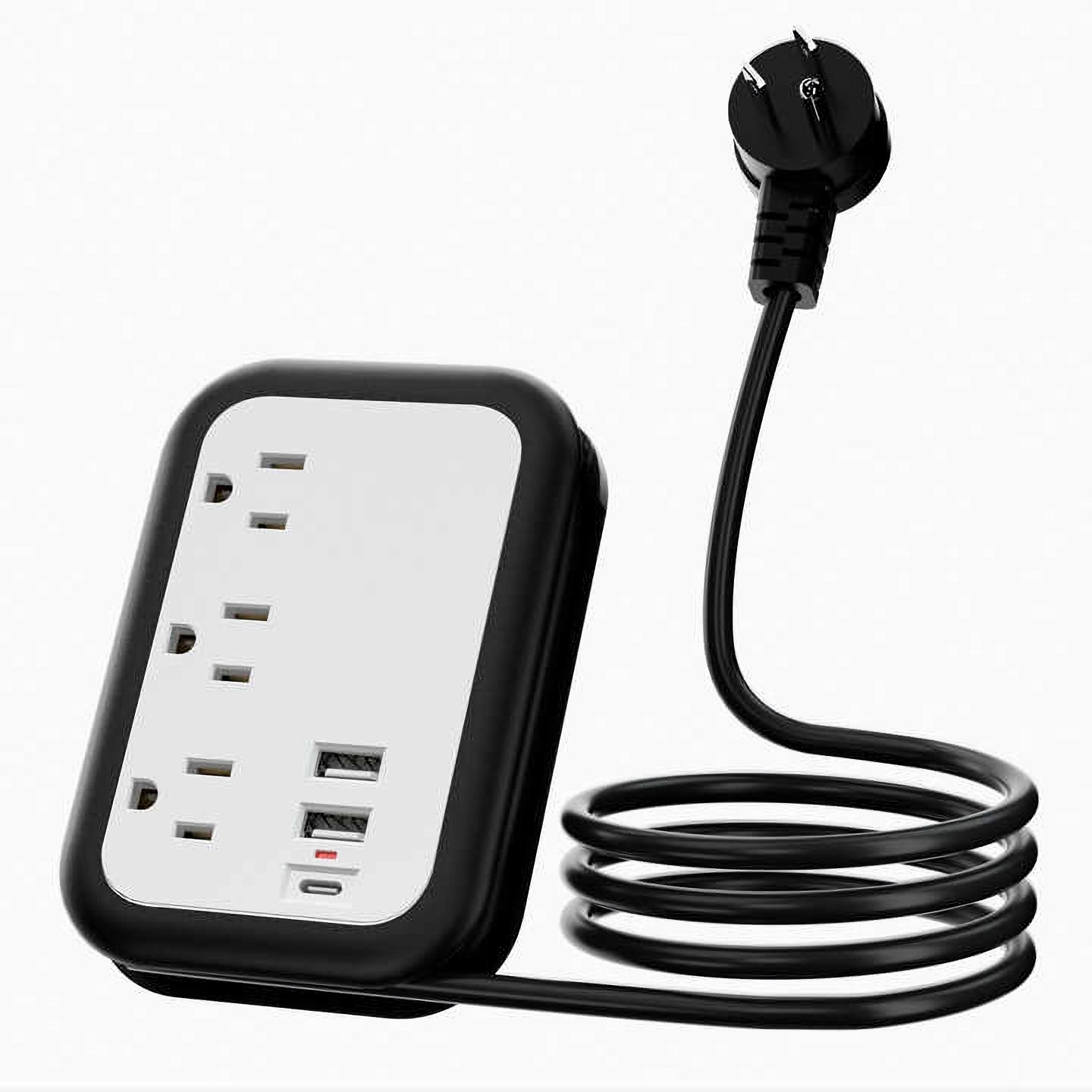 KOSIY Travel Power Strip Portable Power Extender USB Ports Wrap-Around Cord Surge Protector for Home