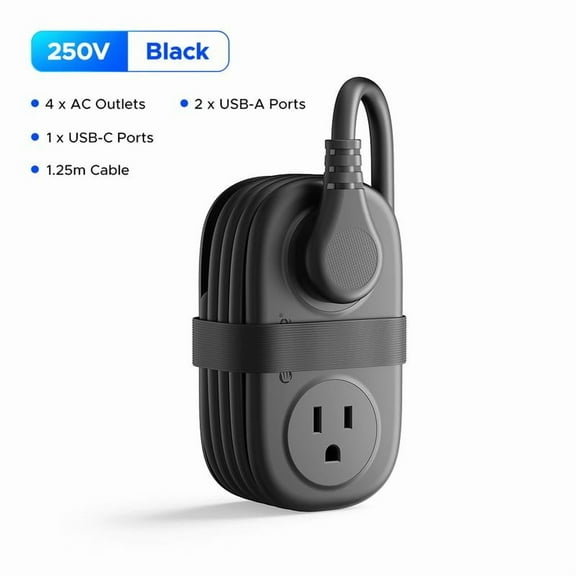 Travel Power Strip, ORICO 4 Outlets 3 USB Ports (1 USB C) with 4FT Wrapped Short Extension Cord Small Power Strip, Compact for Hotel Travel Essentials Cruise Approved