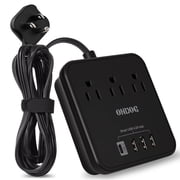 ONDOG Power Strip - 3 AC Outlets and 4 USB Ports (1 USB-C), 5 ft Extension Cord Without Surge Protection Cruise Approved, Black