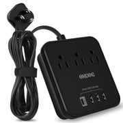 ONDOG Power Strip - 3 AC Outlets and 4 USB Ports (1 USB-C), 5 ft Extension Cord Without Surge Protection Cruise Approved, Black