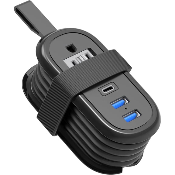 Travel Power Strip with USB C Ports, 4FT Extension Cord, 2 Outlets, 3 USB Ports, Cruise Ship Essentials (3.4A Charge, Black)
