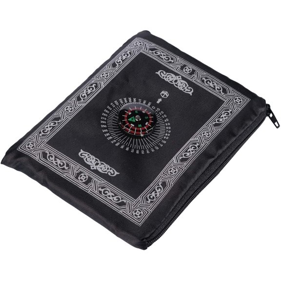 Travel Prayer Mat, 60cm*100cm Praying Rug, Portable Polyester Prayer Rug with Compass, Islamic Waterproof Prayer Mat, Musilm Prayer Mat, for Ramadan Gifts, Islamic Prayer (Black)
