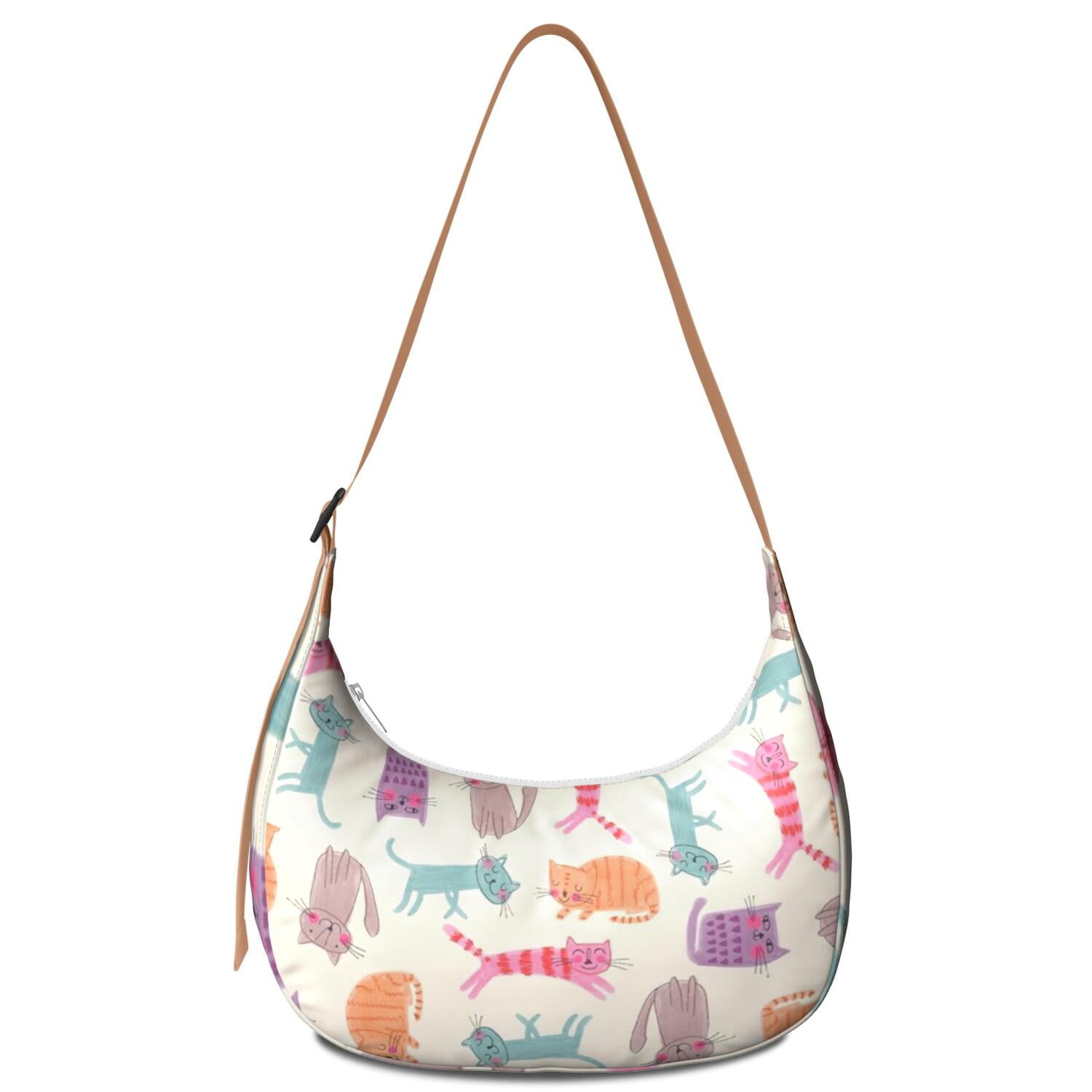 Travel Purse for Women – Durable Nylon Fabric, Adorable Cat and Moon Artwork, Watercolor Cat Print, Large Capacity Artistic Crossbody Bag