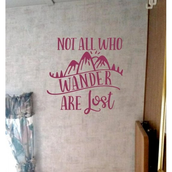 Travel RV Wall Art Decal Not All Who Wander Are Lost Inspirational Quotes 12x12-Inch Berry