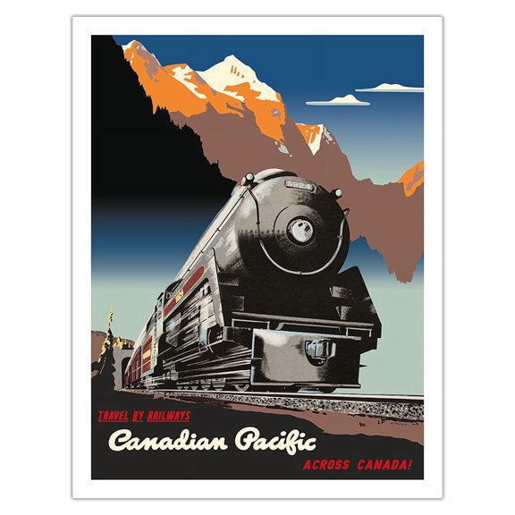 Travel by Railways Across Canada - Canadian Pacific Railway - Vintage Railroad Travel Poster by Peter Ewart c.1947 - Fine Art Matte Paper Print (Unframed) 20x26in