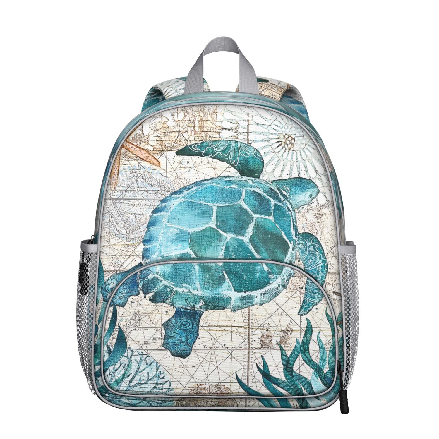 Travel-Ready Backpack with Reef and Ocean Turtle Illustration ...