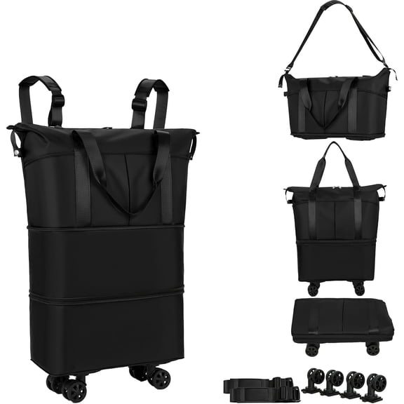 Travel Rolling Duffel Bag with Removable Wheels,Expandable Foldable Carry- Luggage for Trip or Hospitalization