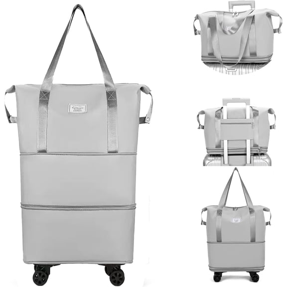 Travel Rolling Duffel Bag with Removable Wheels,Expandable Foldable Carry- Luggage for Trip or Hospitalization