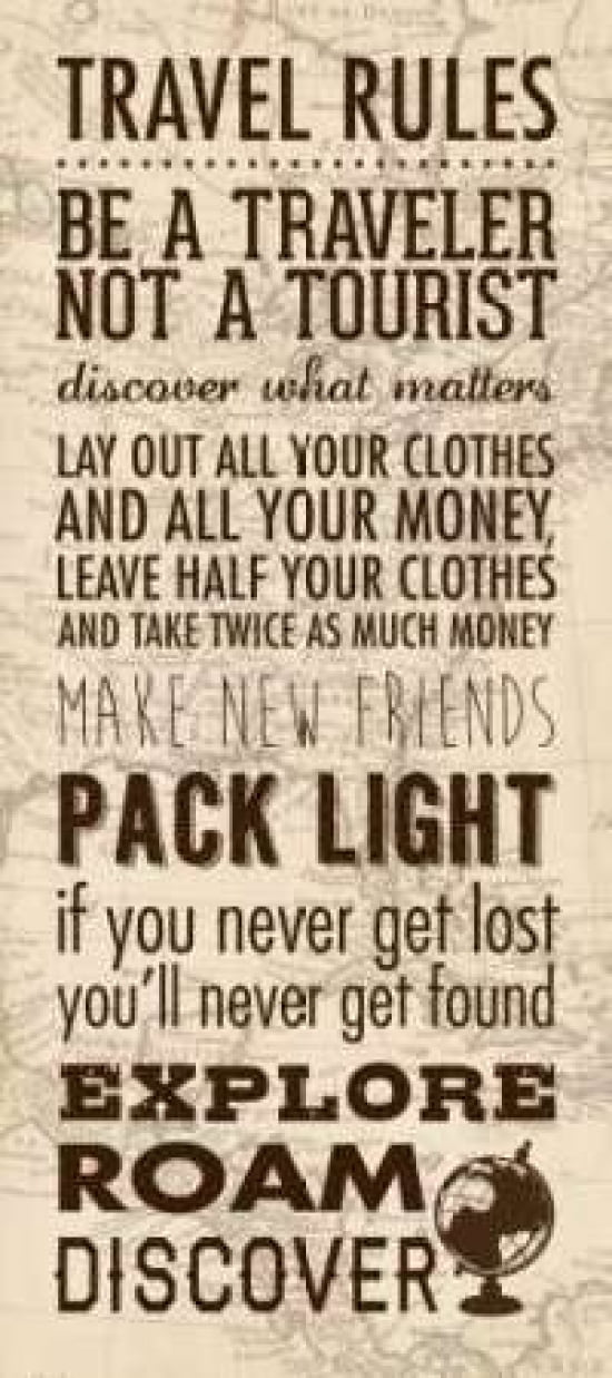 Travel Rules Canvas Art - Stephanie Marrott (10 x 20)