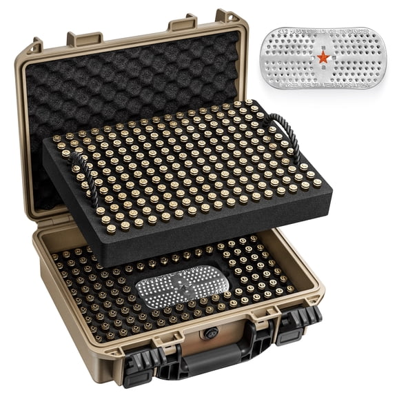 350 Round Ammo Locking Storage Case - Travel Safe/Mil Spec/Waterproof Ammo Box - for 9x19mm Parabellum/9mm Luger, 380ACP, 38 S&W, 356 TS&W,7.63mm Mannlicher,8mm Steyr