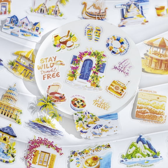 Travel Scenery PET Sticker Set, Landscape Ephemera, Clear PET Travel Stickers for Scrapbooking, Journaling, Junk Journal, Collage, 90 Pcs