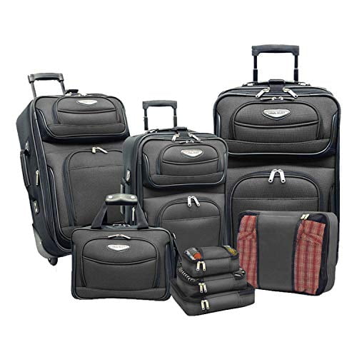 Travel Select Amsterdam Softside Expandable Luggage with Rolling Wheels, Gray, 8-Piece Set (15/21/25/29) with Packing Cubes