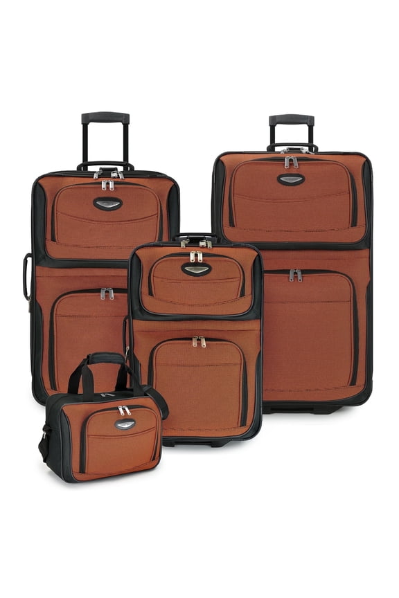 Amsterdam Expandable Rolling Upright Luggage, Orange, 4-Piece Set (16/21/25/29)