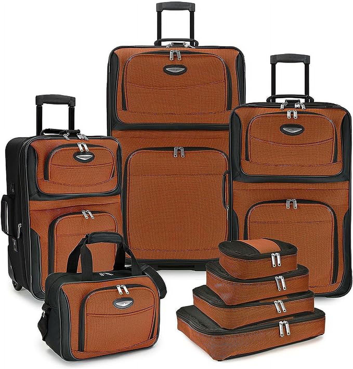 Travel Select Amsterdam Expandable Rolling Upright Luggage, Orange, 8Piece Set