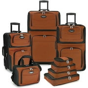 Travel Select Amsterdam Expandable Rolling Upright Luggage Set w/ Packing Cubes, Orange, 8-Piece Set