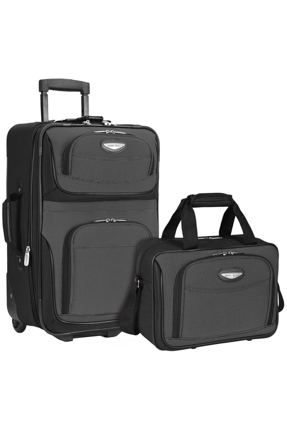 Amsterdam Softside Expandable Rolling Upright Luggage Set, Gray, 2-Piece (21/15)