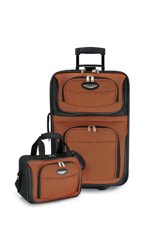 Amsterdam Softside Expandable Rolling Upright Luggage Set, Orange, 2-Piece (21/15)