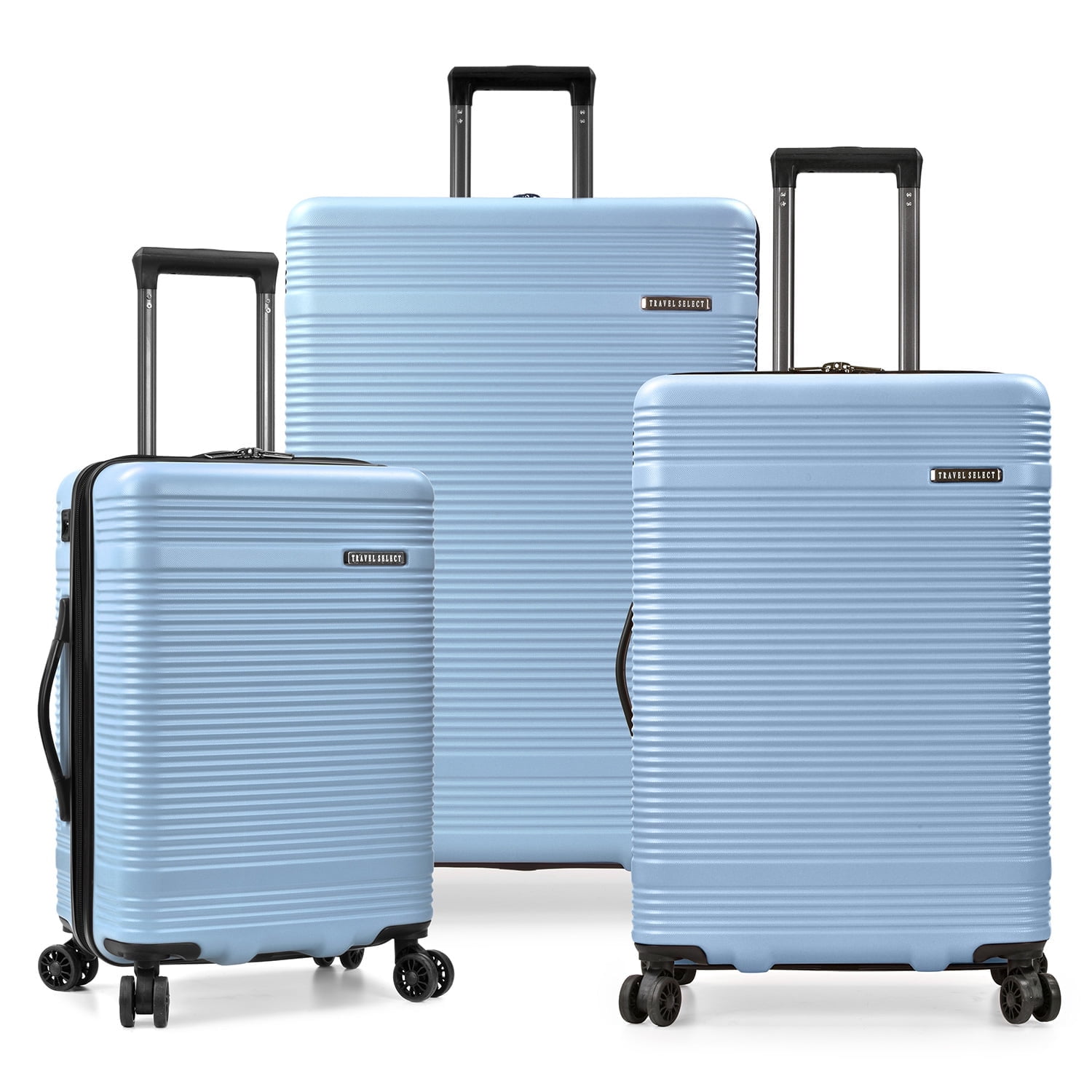 Travel Select Jaylen Hardside Spinner Luggage Set w/ USB Port, Light Blue, 3-Piece (22/26/30)