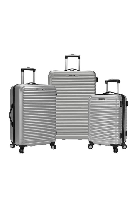 Savannah 3 Piece Hardside Spinner Luggage Set, Silver
