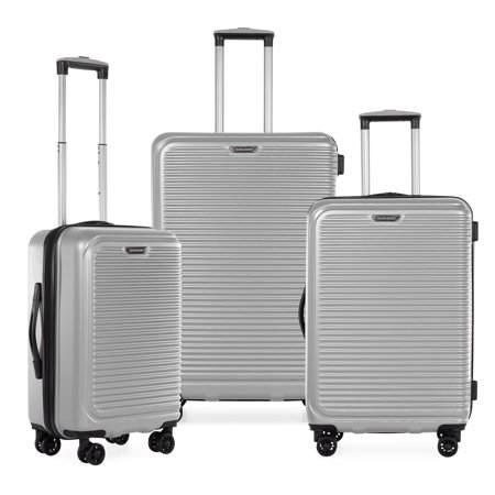Travel Select Savannah Hardside Spinner Luggage Set, Silver, 3-Piece (20/24/28)