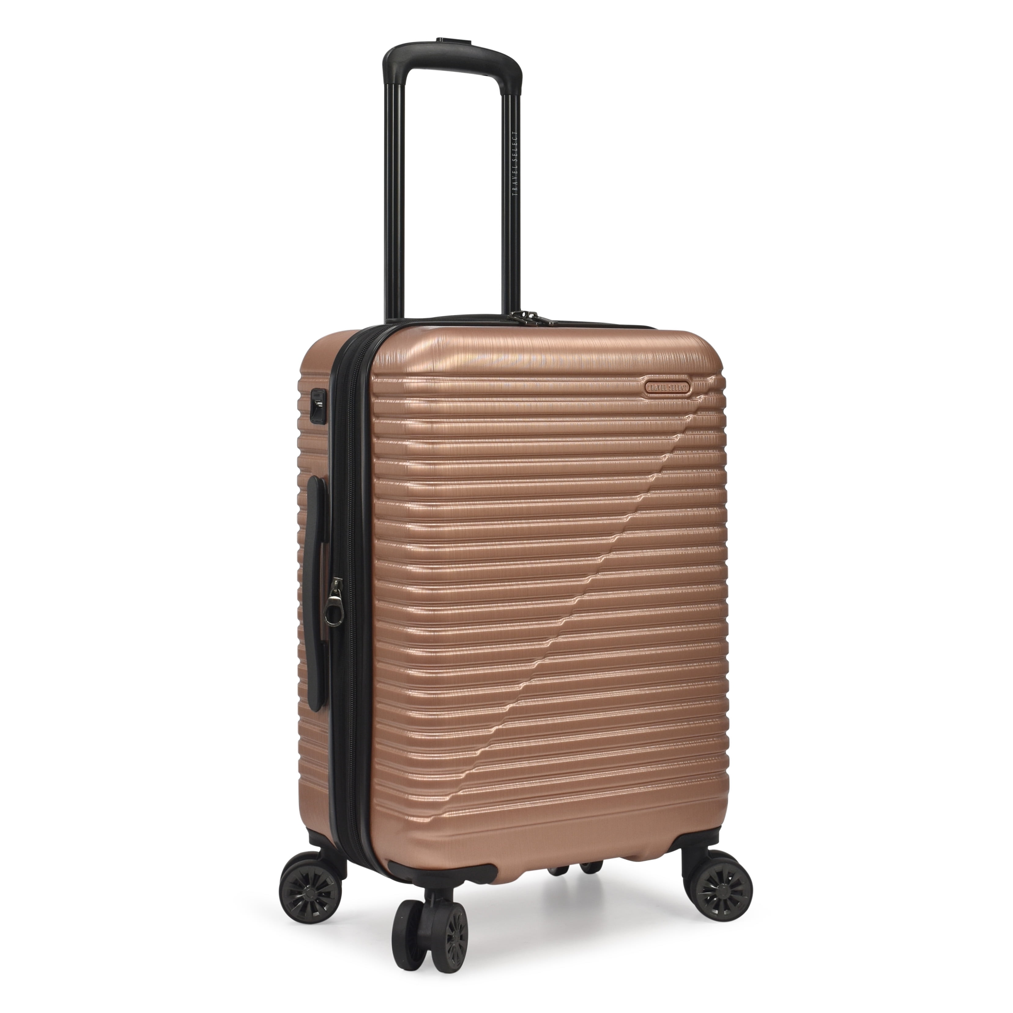 Travel Select Sunny Side Hardside Spinner Luggage with USB Port, Rosegold, 22" Carry-On