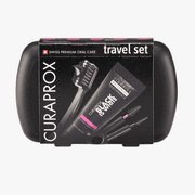Curaprox Travel Set, Black is White, Ultra Soft Toothbrush + Interdental Brush + Toothpaste, Curaprox toiletry kit