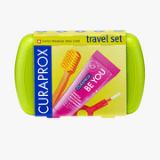 Curaprox Travel Set, Green, Ultra Soft Toothbrush + Interdental Brush + Toothpaste, Curaprox toiletry kit