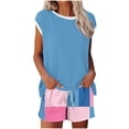 thumbnail image 1 of Travel Sets for Women 2 Piece Cap Sleeve Crew Neck Casual Shirts and Shorts Loungewear Summer Outfits, 1 of 6