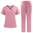 thumbnail image 1 of Travel Sets for Women New Women's Color-Matching Polyester Wash Clothes Work Short Sleeve Nurse Work Clothes Separate Set B-19 Pinky S, 1 of 3