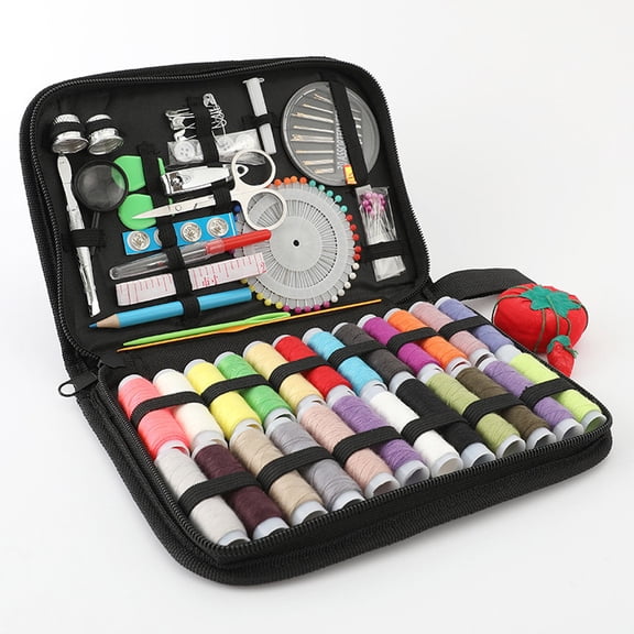 Travel Sewing Kit for Home Dorm, Compact Needlebox with Thread Pins Scissors Thimble, Emergency Mending Set for Adults teen Beginners, Portable Craft Supplies for Clothes , 1X Tool Sewing Kit Set