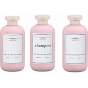 Travel Shampoo Bottle, Empty Plastic Squeeze Bottles 10oz with Flip Cap, Lotion Container for Toiletries Travel Size Shampoo and Conditioner 3 pack pink