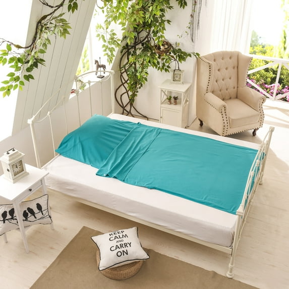 Travel Sheet Sleep Sack, Rectangular, Lightweight Warm Roomy Cotton Sleeping Bag Liner for Camping, Overnight Guests, Youth Hostel Hotel Stays, Picnic, Planes, Trains, Four-Season Bags with Stuff Sack