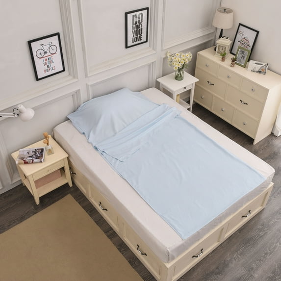 Travel Sheet Sleep Sack, Rectangular, Lightweight Warm Roomy Cotton Sleeping Bag Liner for Camping, Overnight Guests, Youth Hostel Hotel Stays, Picnic, Planes, Trains, Four-Season Bags with Stuff Sack