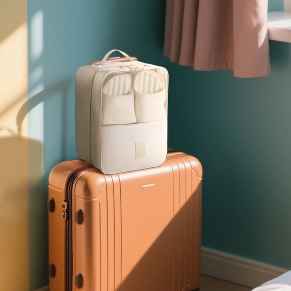 Travel Shoe Storage Bag Holds 3 Pairs, 30x23x13.5 cm/11.81x9.05x5.31in Waterproof Shoes Pouch with Handles for Daily Use