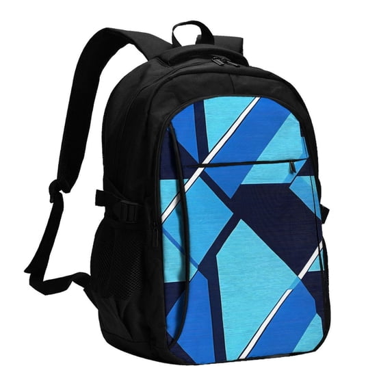 Travel Shoulder Computer Backpack 18 X 13.4 X 8.3in With Usb Cable And Music Jack Multi-Space Pocket Darkgray Geometric Patterns_1