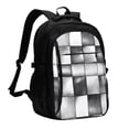 thumbnail image 1 of Travel Shoulder Computer Backpack 18 X 13.4 X 8.3in With Usb Cable And Music Jack Multi-Space Pocket Silver Checked Hand-Drawn Sketch_2, 1 of 7