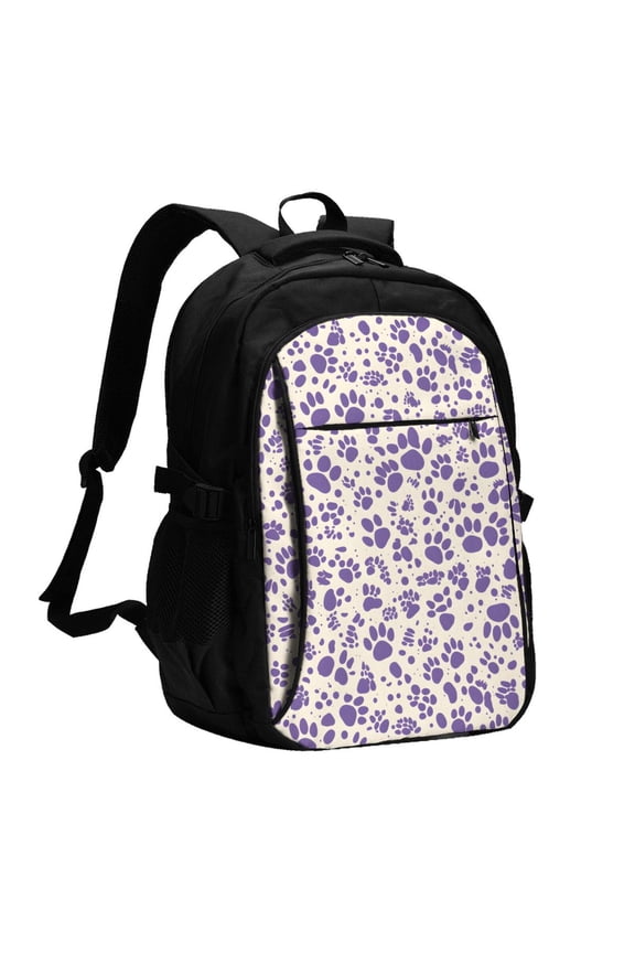 Travel Shoulder Computer Backpack 18 X 13.4 X 8.3in With Usb Cable And Music Jack Multi-Space Pocket Tiger Print Style Mediumpurple_3