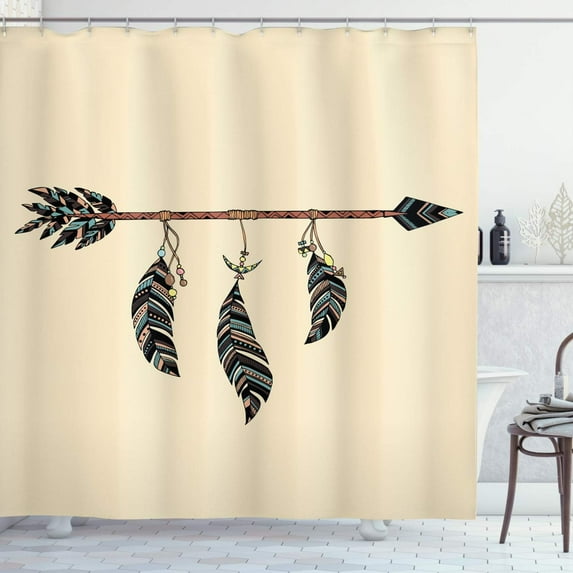 Travel Shower Curtain, Traditional Greek Design Holiday Summer House with Flowers Window Image, Cloth Fabric Bathroom Decor Set with Hooks, Navy Blue
