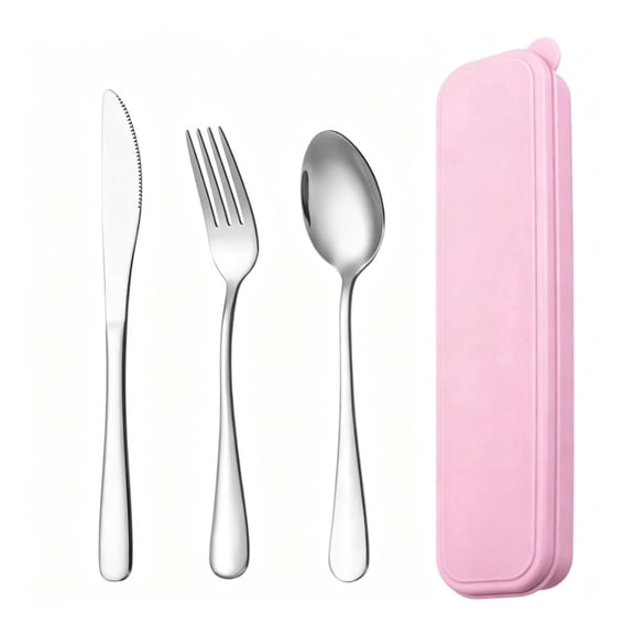 Travel Silverware Set With Case 4-Piece Portable Knife Fork Spoon Set for Lunch Box, Office, School & Outdoor Use